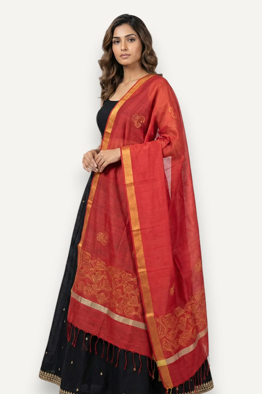 Bengal Pattachitra - Hand Painted Dupatta