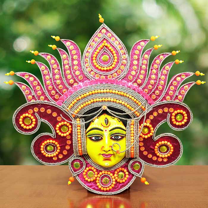 Flame Design Devi Chhau Mask - Pink (2ft)
