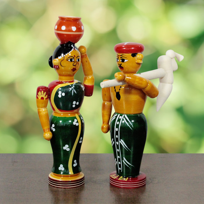 Etikoppaka Toys Farmer Couple ( 9 inches)