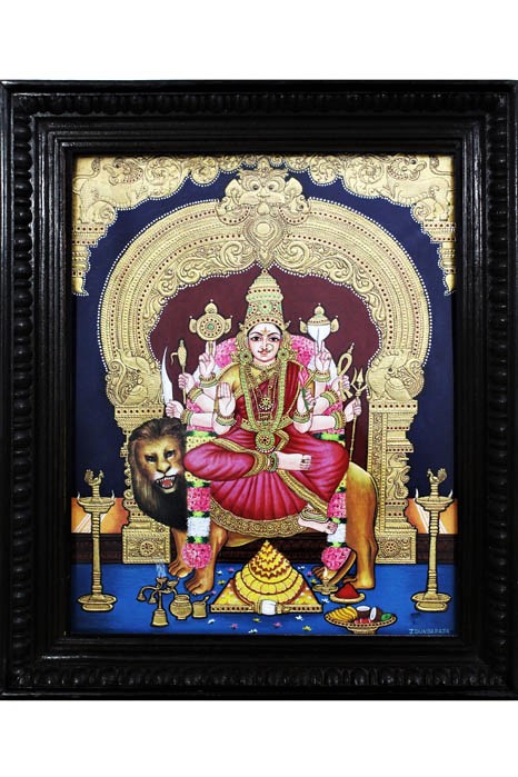 Maa Durga Parameshwari Beautiful Mysore Painting -22KT Gold Leaf (19*23) Inches