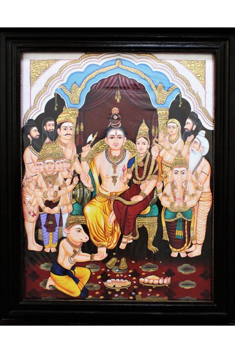 Kailasa Shankara Lord Shiva Parvati Mysore Painting -22KT Gold Leaf (21*27) Inches