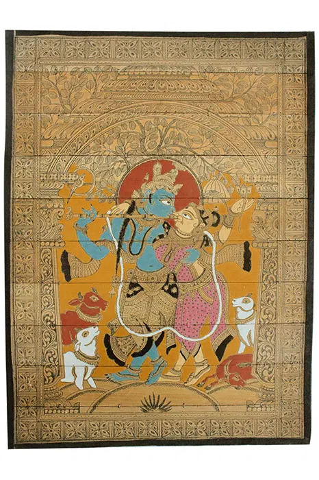 Odisha Talapatra Engraved Painting - Radha Krishna (9*12 Inch)