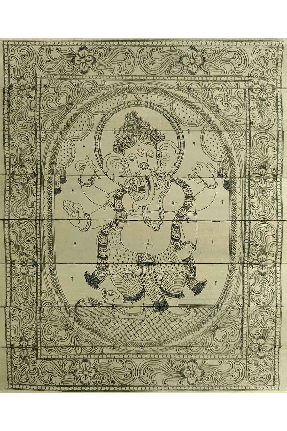Odisha Talapatra Engraved Painting - Narthaka Ganesha (8*9.5 Inch)