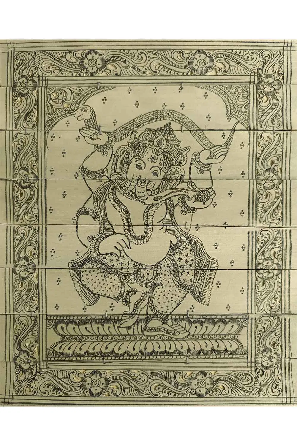 Odisha Talapatra Engraved Painting - Narthaka Ganesha Art (8*10 Inch)