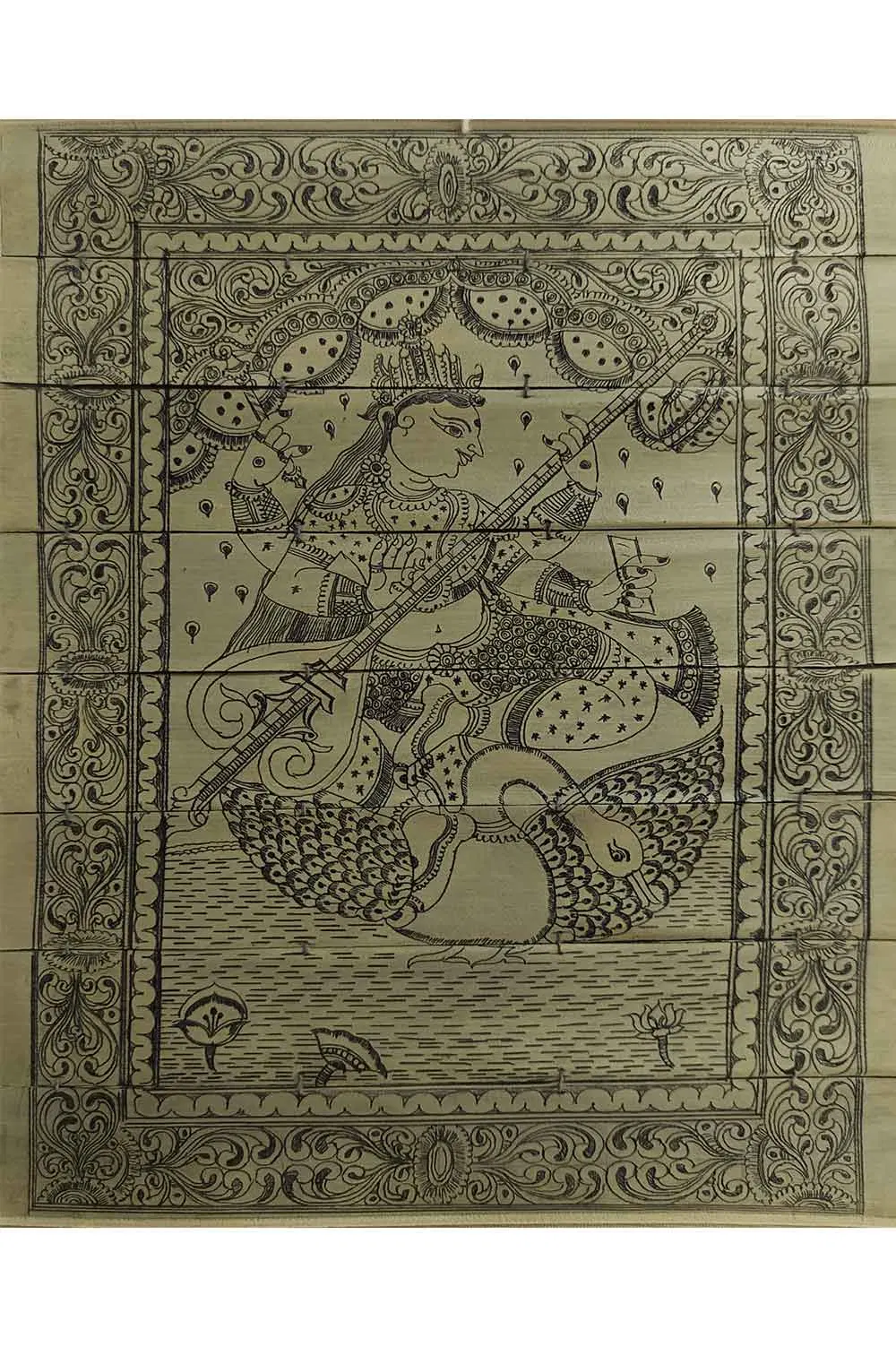 Odisha Talapatra Engraved Painting - Saraswati (8*10 Inch)