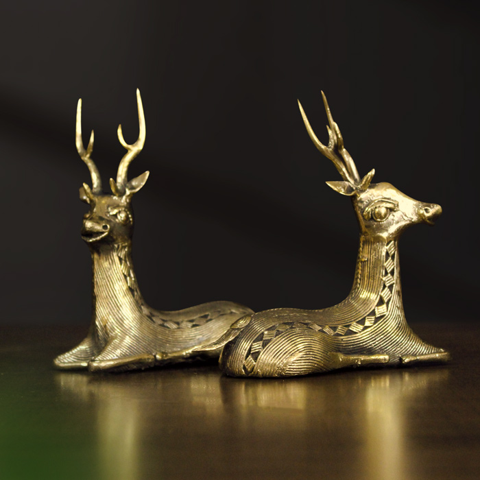 Bastar Dhokra Art Sitting Deer Pair