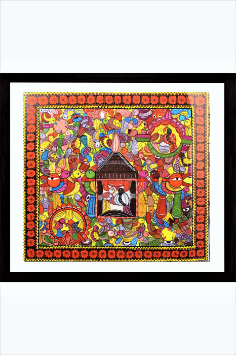 Bengal Pattachitra - Birds Wedding Ceremony (28*26 Inches)