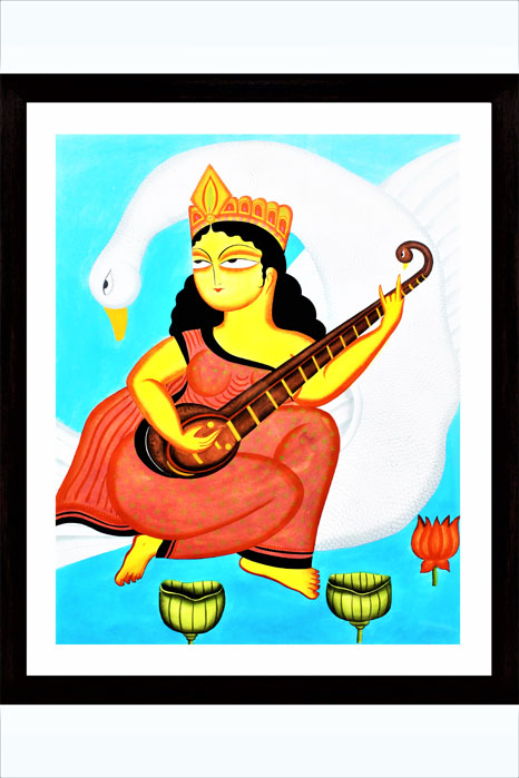 Bengal Pattachitra - Sarasvati Painting (25*30 Inches)