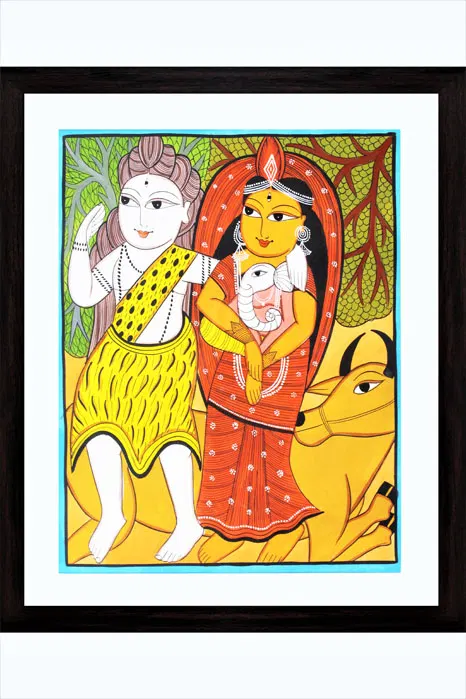 Bengal Pattachitra - Shiva Parvathi (14*17 Inches)