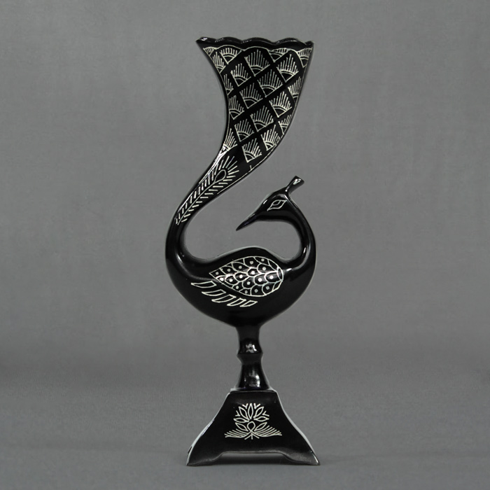 Bidriware Silver Inlay Peacock (8.25) Inch