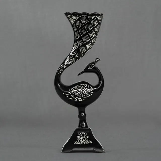 Bidriware Silver Inlay Peacock (8.25) Inch