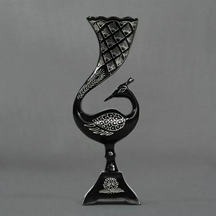 Bidriware Silver Inlay Peacock (8.25) Inch