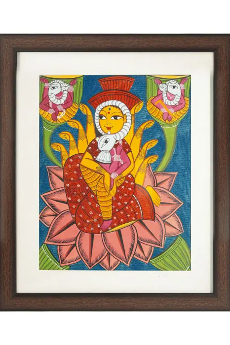 Bengal Pattachitra Parvathi Ganesha (14*17 Inches)