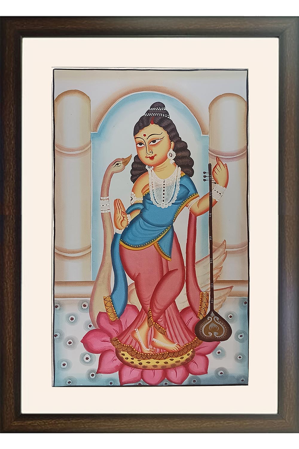 Bengal Patachitra - Kalighat Paintings Saraswati (17*25 Inches)