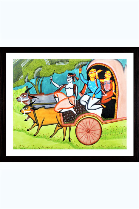 Bengal Patachitra - Kalighat Paintings Village Theme (30*24 Inches)
