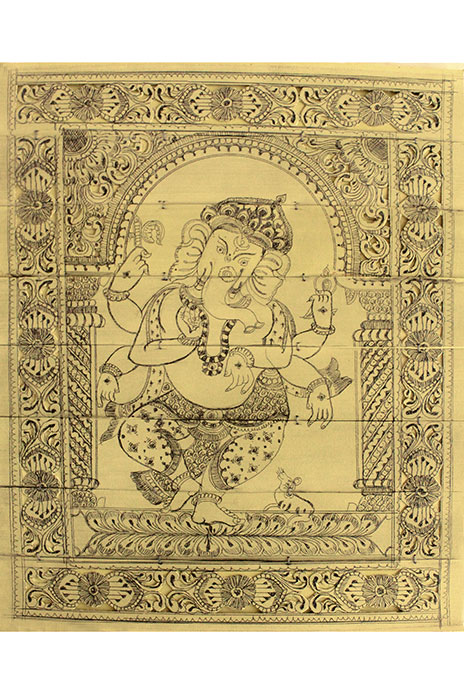 Odisha Talapatra Engraved Painting - Narthaka Ganesha (8*10 Inch)