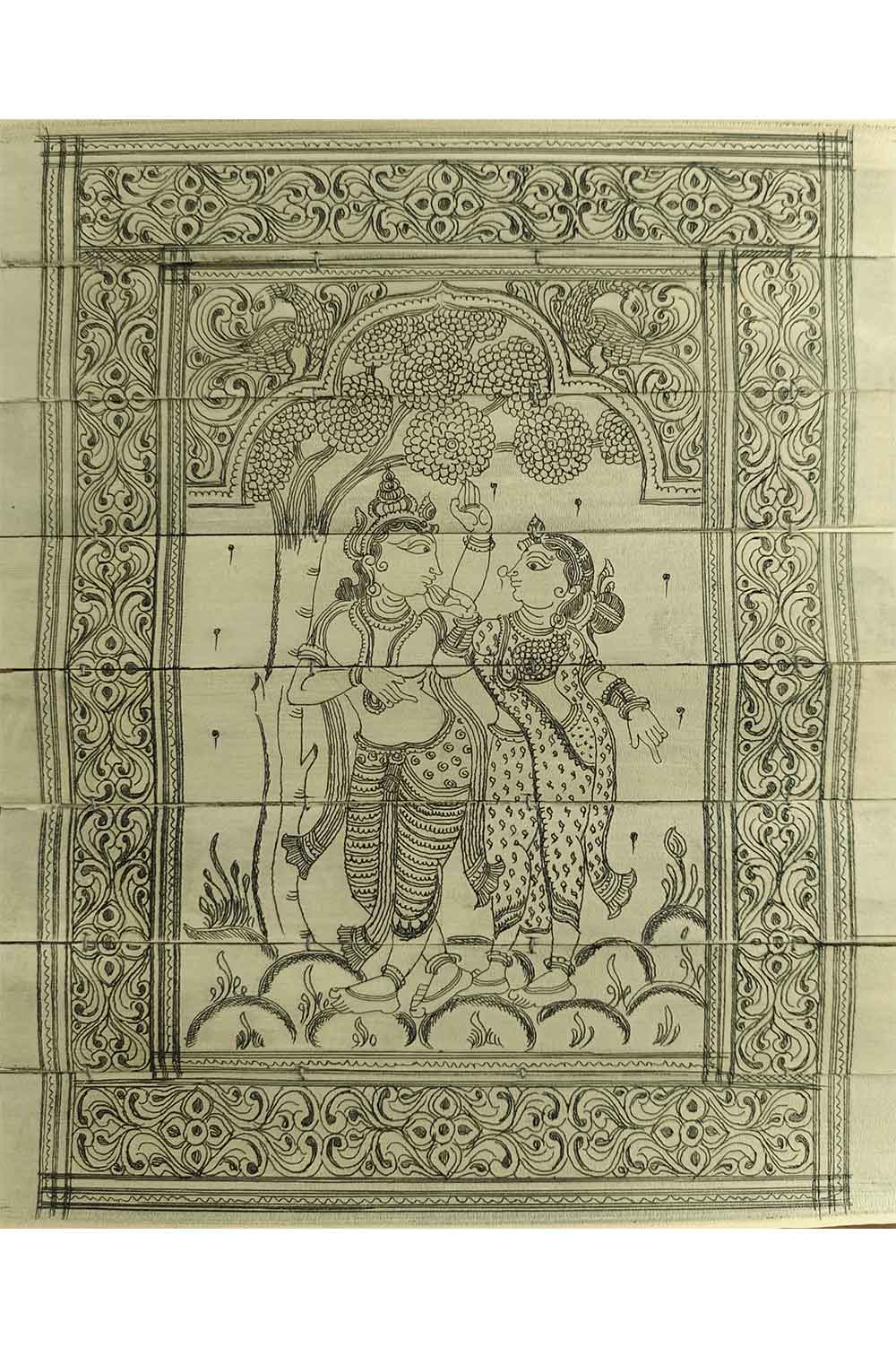 Odisha Talapatra Engraved Painting - Radha Krishna (8*9.5 Inch)