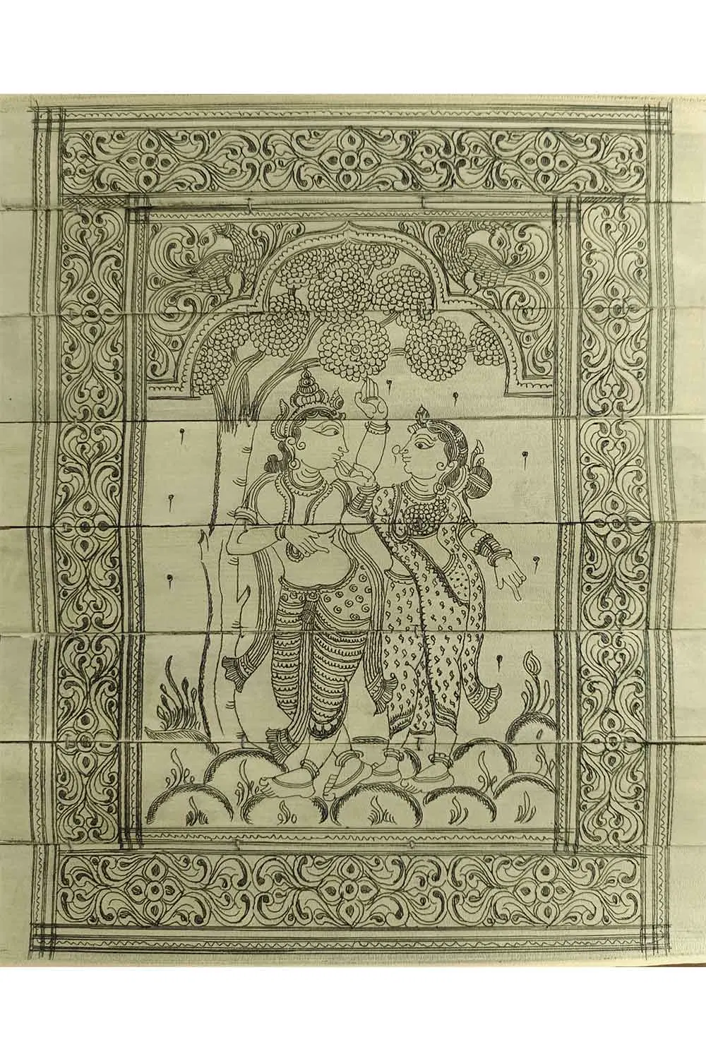 Odisha Talapatra Engraved Painting - Radha Krishna (8*9.5 Inch)