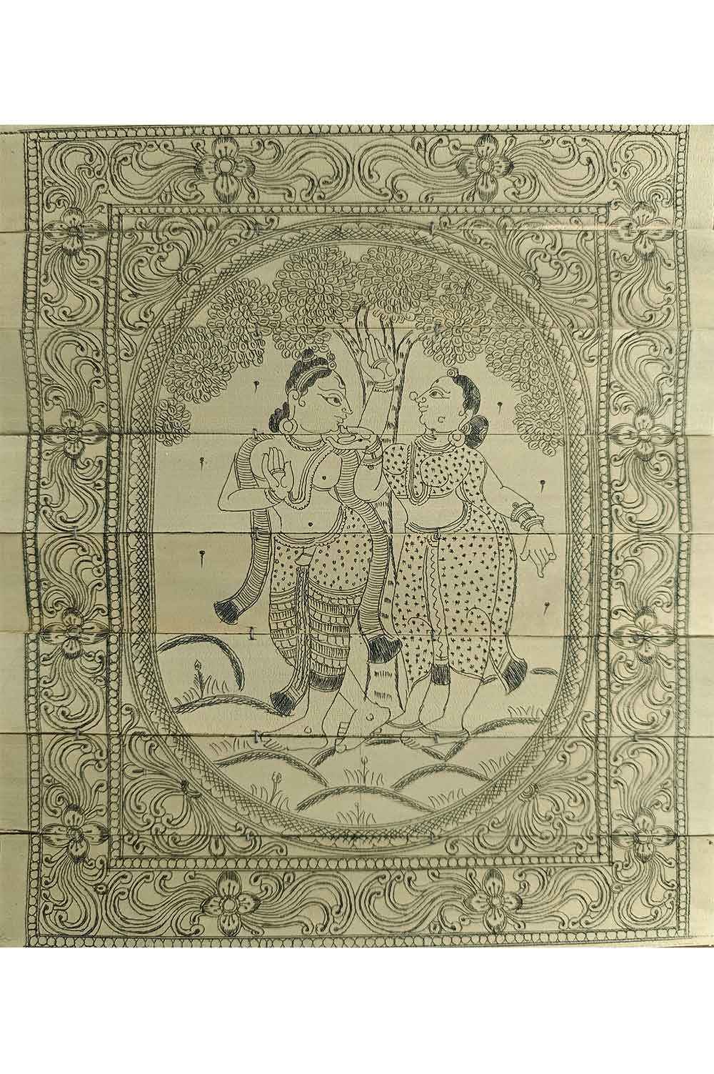 Odisha Talapatra Engraved Painting -Radha Krishna (8*9.5 Inch)