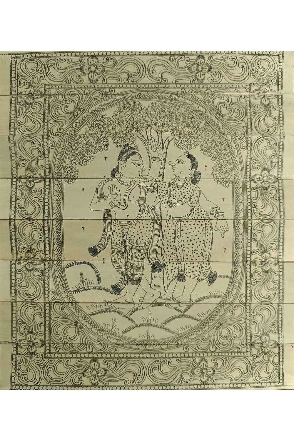 Odisha Talapatra Engraved Painting -Radha Krishna (8*9.5 Inch)