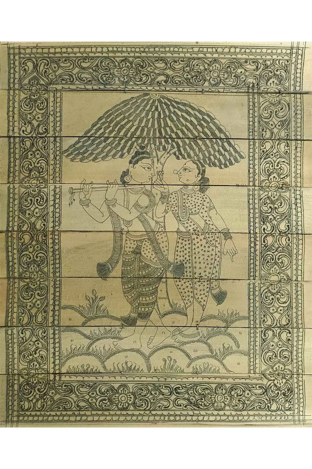 Odisha Talapatra Engraved Painting - Radha Krishna (8*10 Inch)