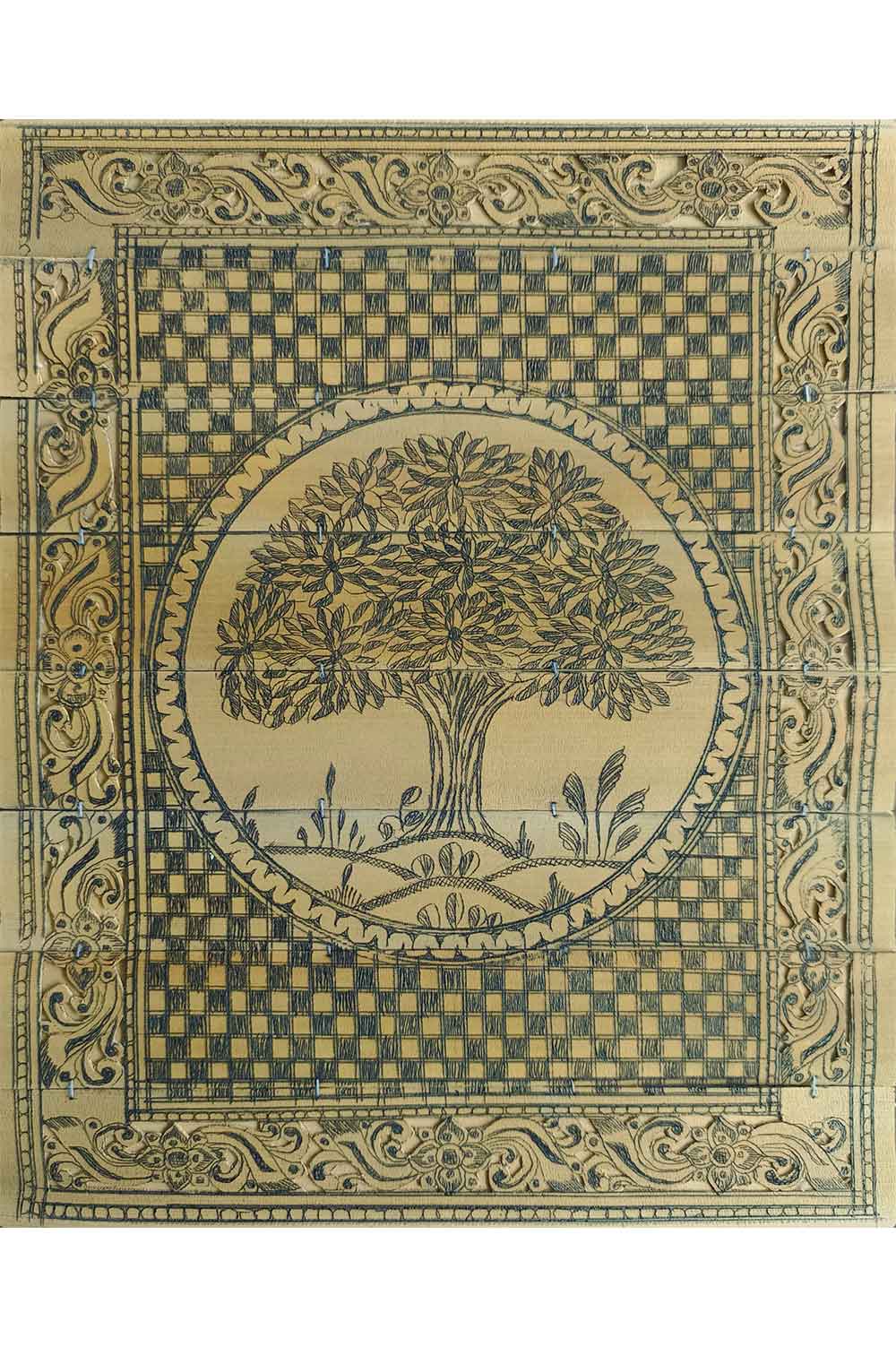 Odisha Talapatra Engraved Painting - Tree of Life (8*10 Inch)