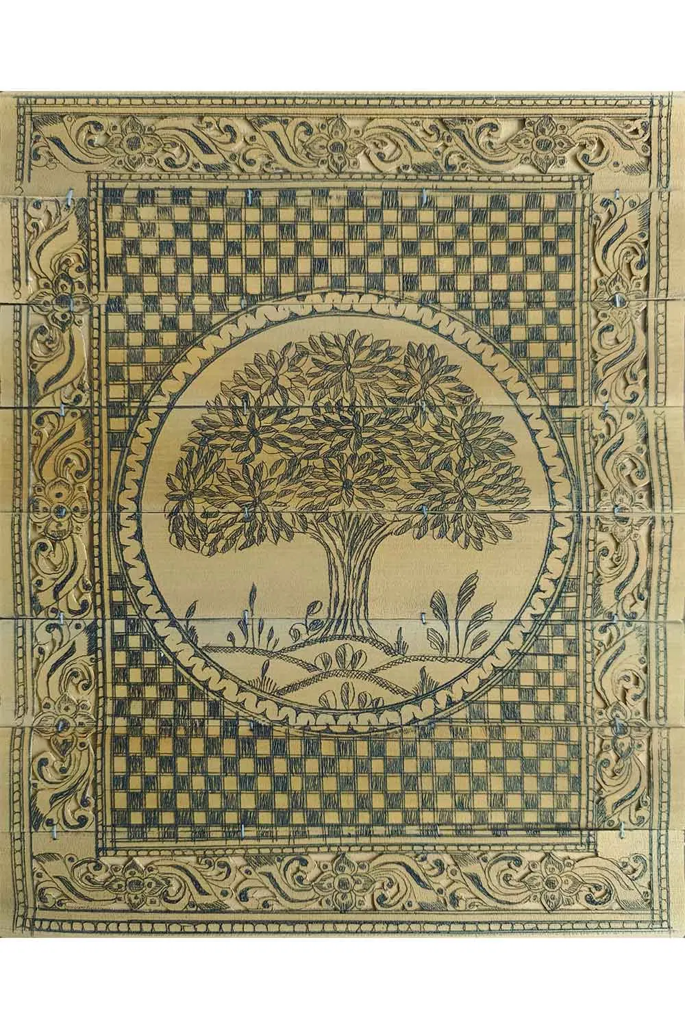 Odisha Talapatra Engraved Painting - Tree of Life (8*10 Inch)