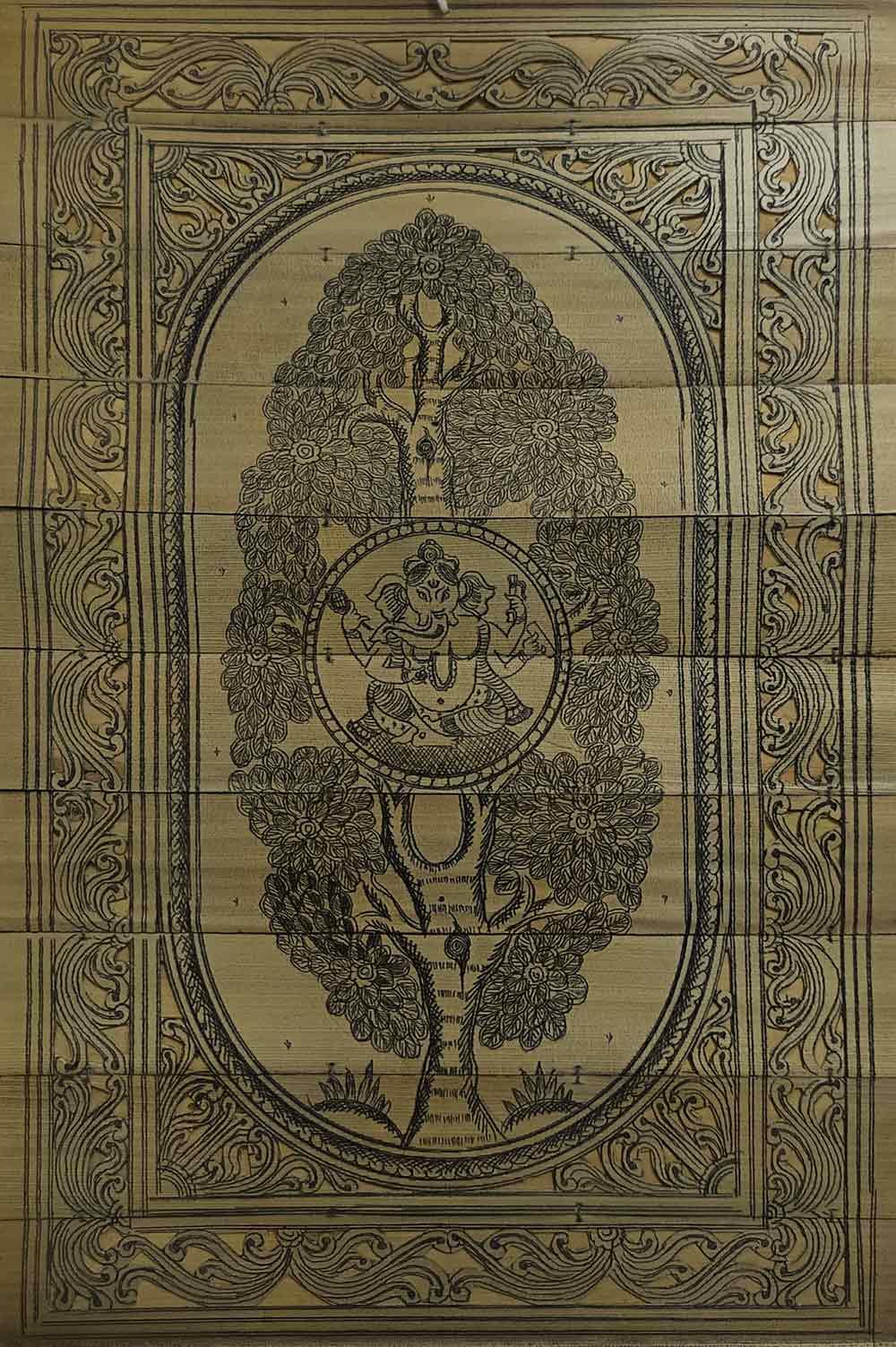 G Odisha Talapatra Engraved Painting- Ganesha Tree Of Life (8*12 Inch)