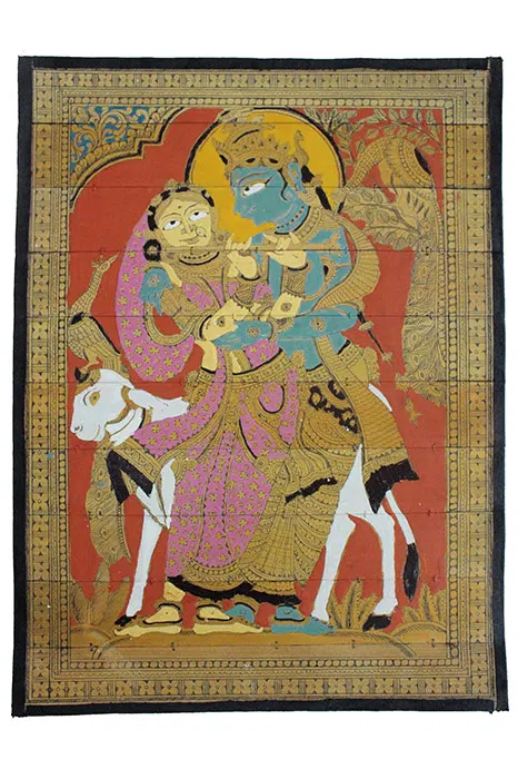 Odisha Talapatra Engraved Painting - Radha Krishna (9*12 Inch)