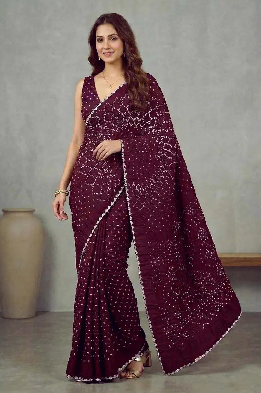 Jamnagari Bandhani Cotton Saree