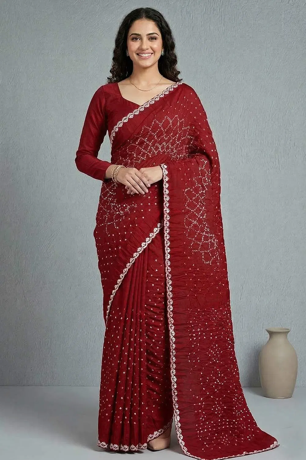 Jamnagari Bandhani Cotton Saree