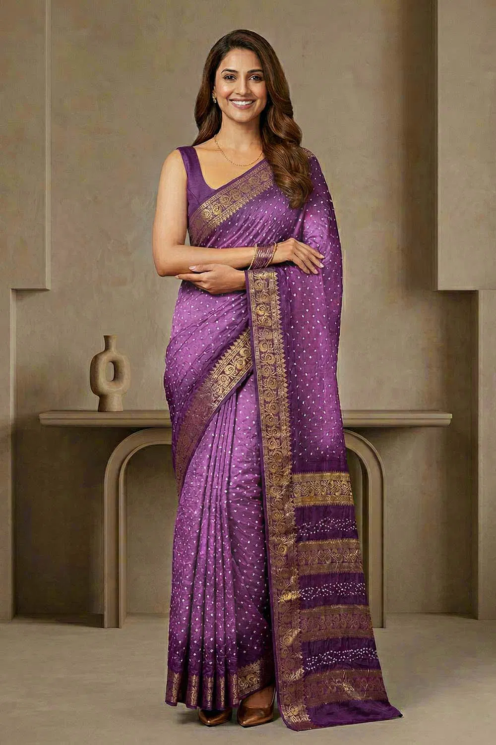 Jamnagari Bandhani Art Silk Saree