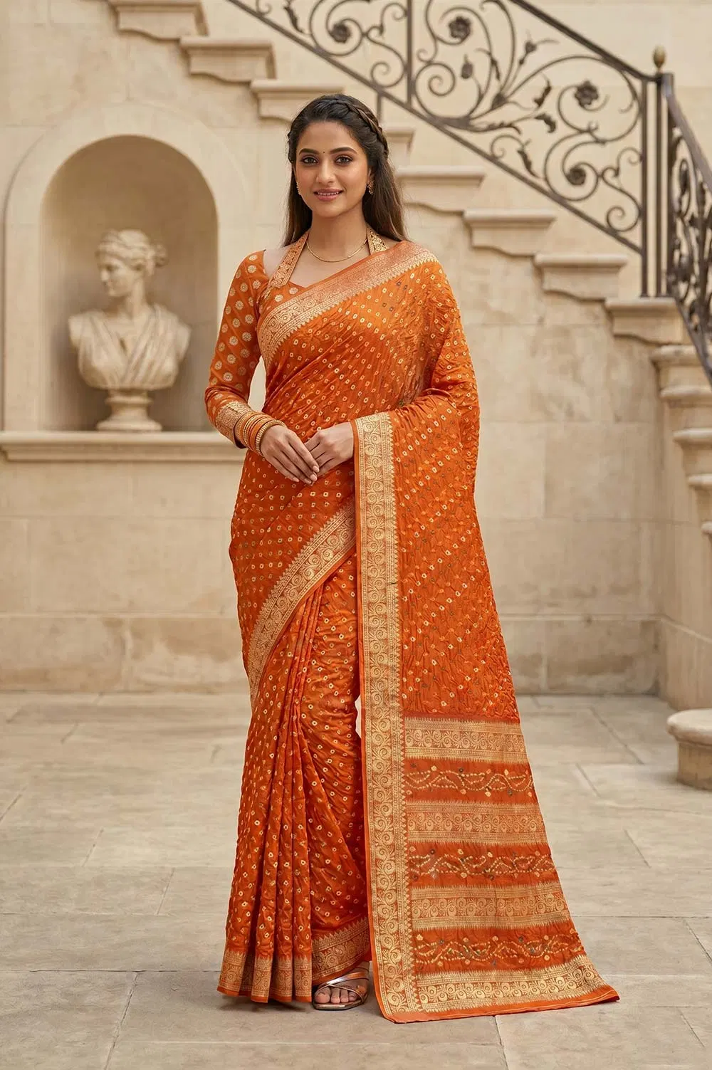 Jamnagari Bandhani Art Silk Saree