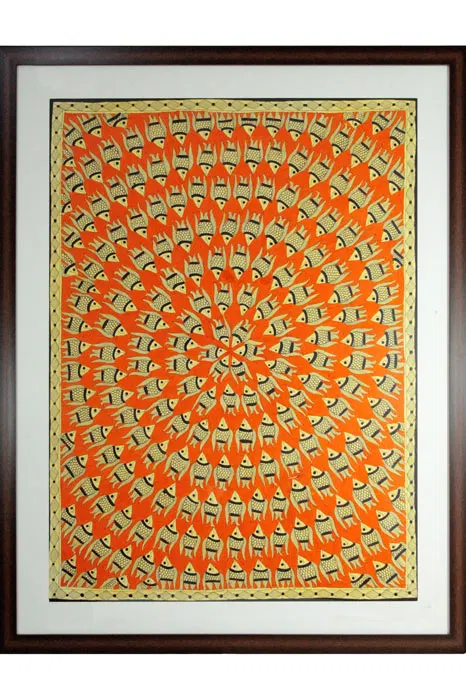 Madhubani Painting Machali Ras (35*27) Inches