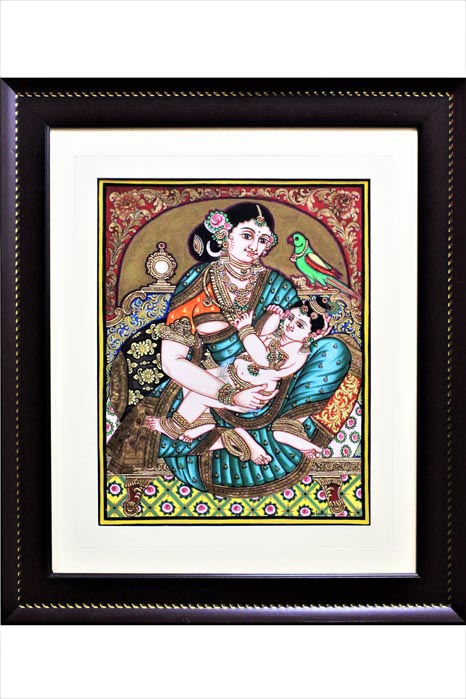 Yashodha Krishna Mysore Painting -22KT Gold Leaf (18*20) Inches