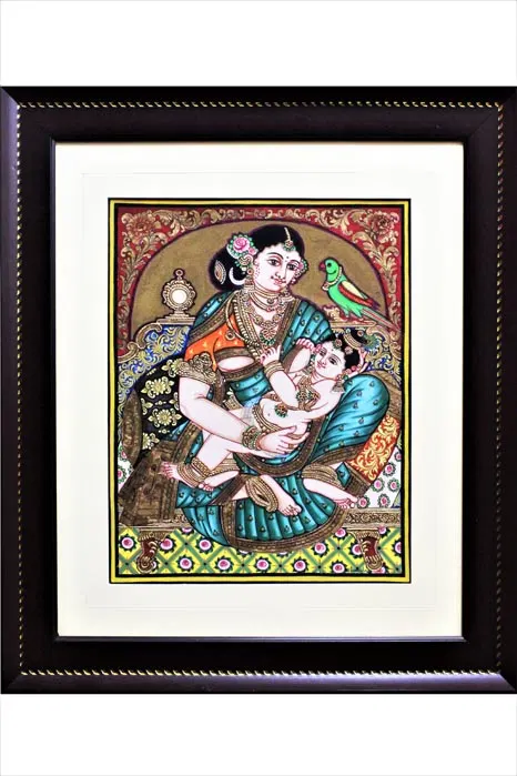 Yashodha Krishna Mysore Painting -22KT Gold Leaf (18*20) Inches