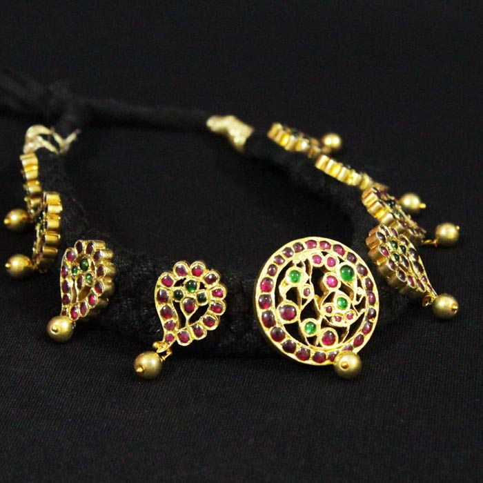 Nagercoil Temple Jewellery Choker - Silver (45%): Gold (25%) : Stones(30%)