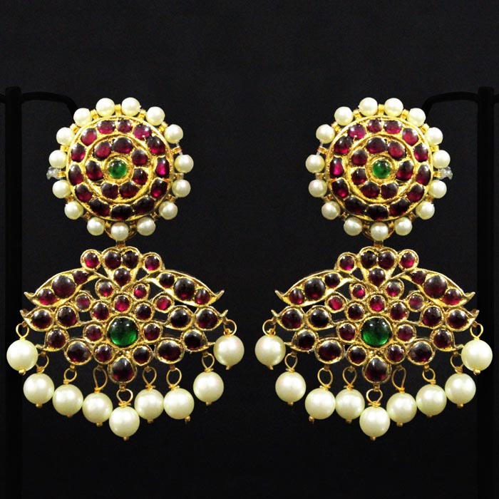 Nagercoil Temple Jewellery Drops - Silver (45%): Gold (25%) : Stones(30%)