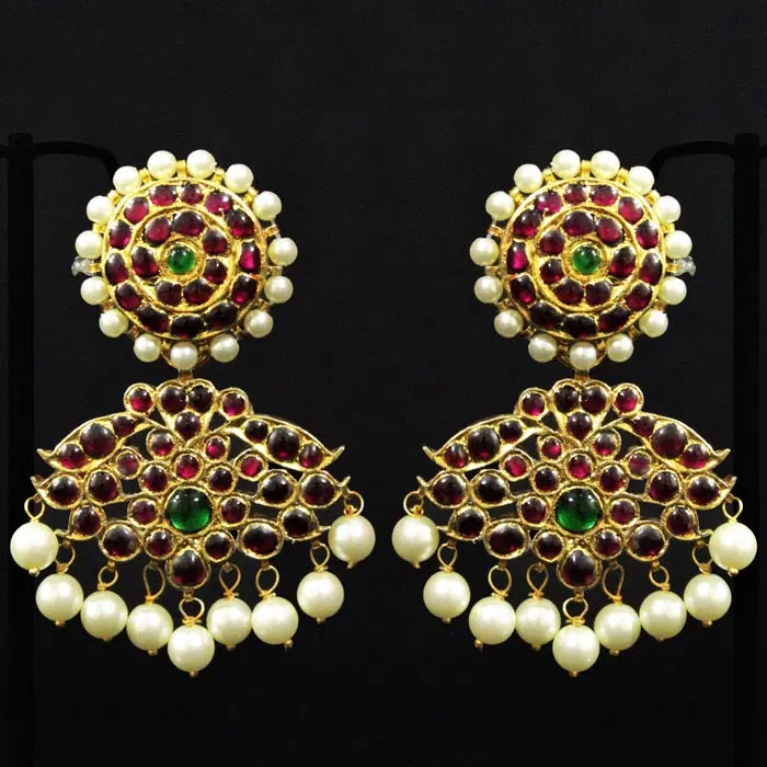 Nagercoil Temple Jewellery Drops - Silver (45%): Gold (25%) : Stones(30%)