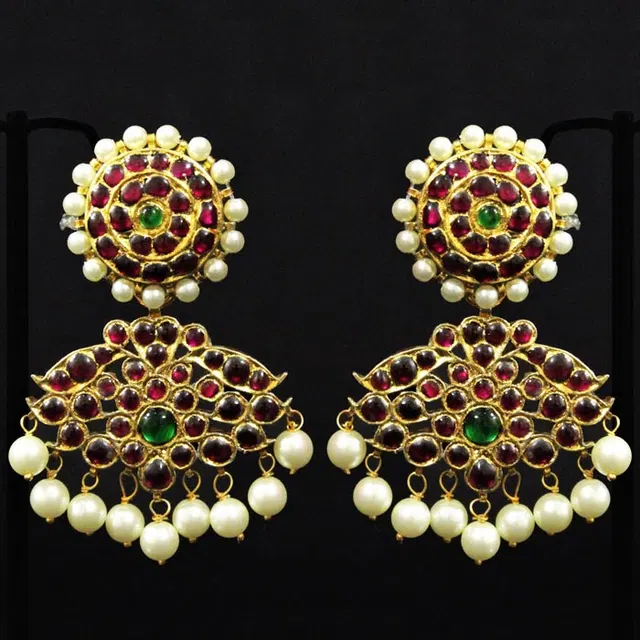 Nagercoil Temple Jewellery Drops - Silver (45%): Gold (25%) : Stones(30%)