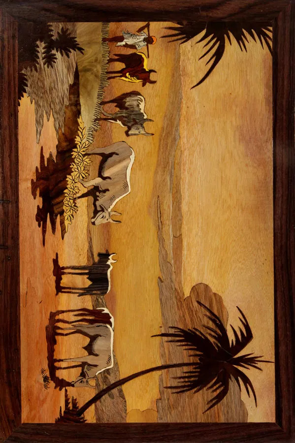 Mysore Rose Wood Inlay - Farming Theme (18*12) Inches