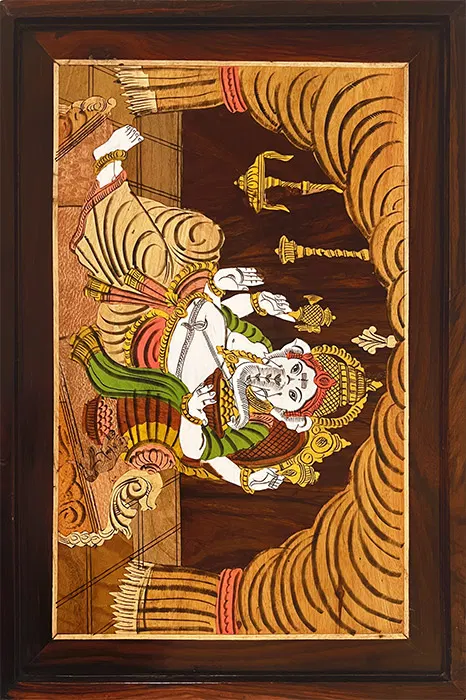Mysore Rose Wood Inlay - Ganesha (19*13) Inches