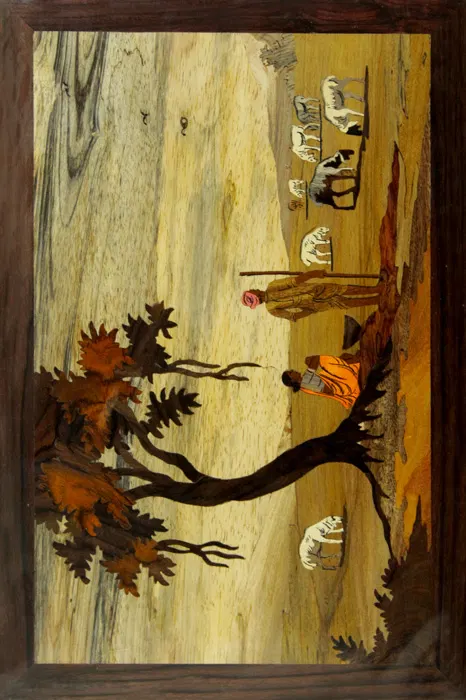 Mysore Rose Wood Inlay - Goat Grazing Theme (18*12) Inches