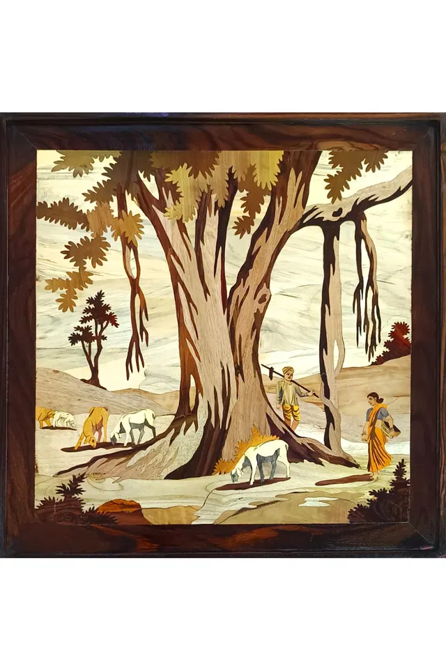 Mysore Rose Wood Inlay - Nature (23*23) Inches