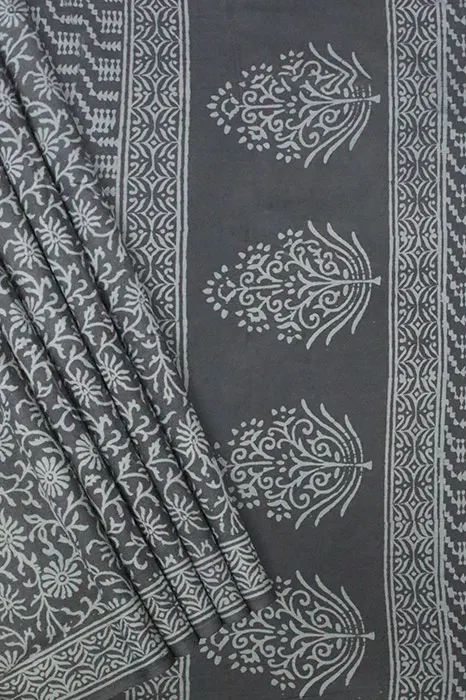Bagru Hand Block Print Cotton Saree