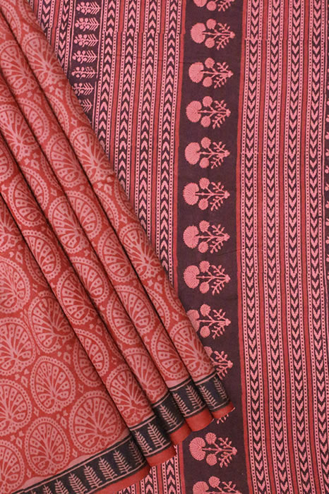 Bagru Hand Block Print Cotton Saree
