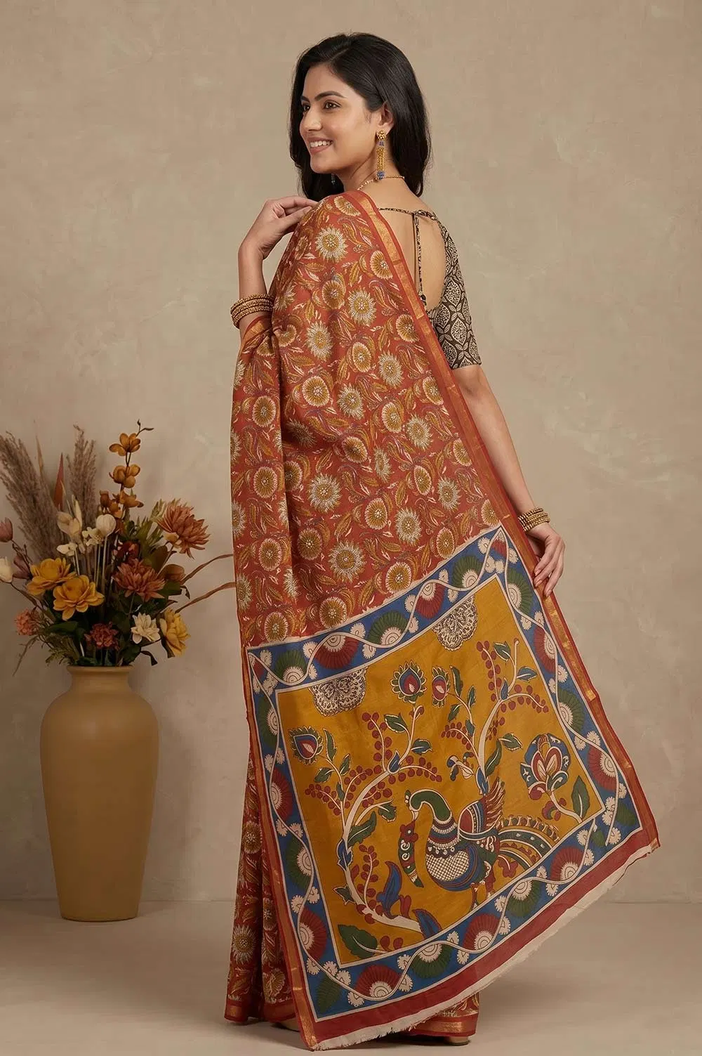 Bagru Hand Block Print Cotton Saree