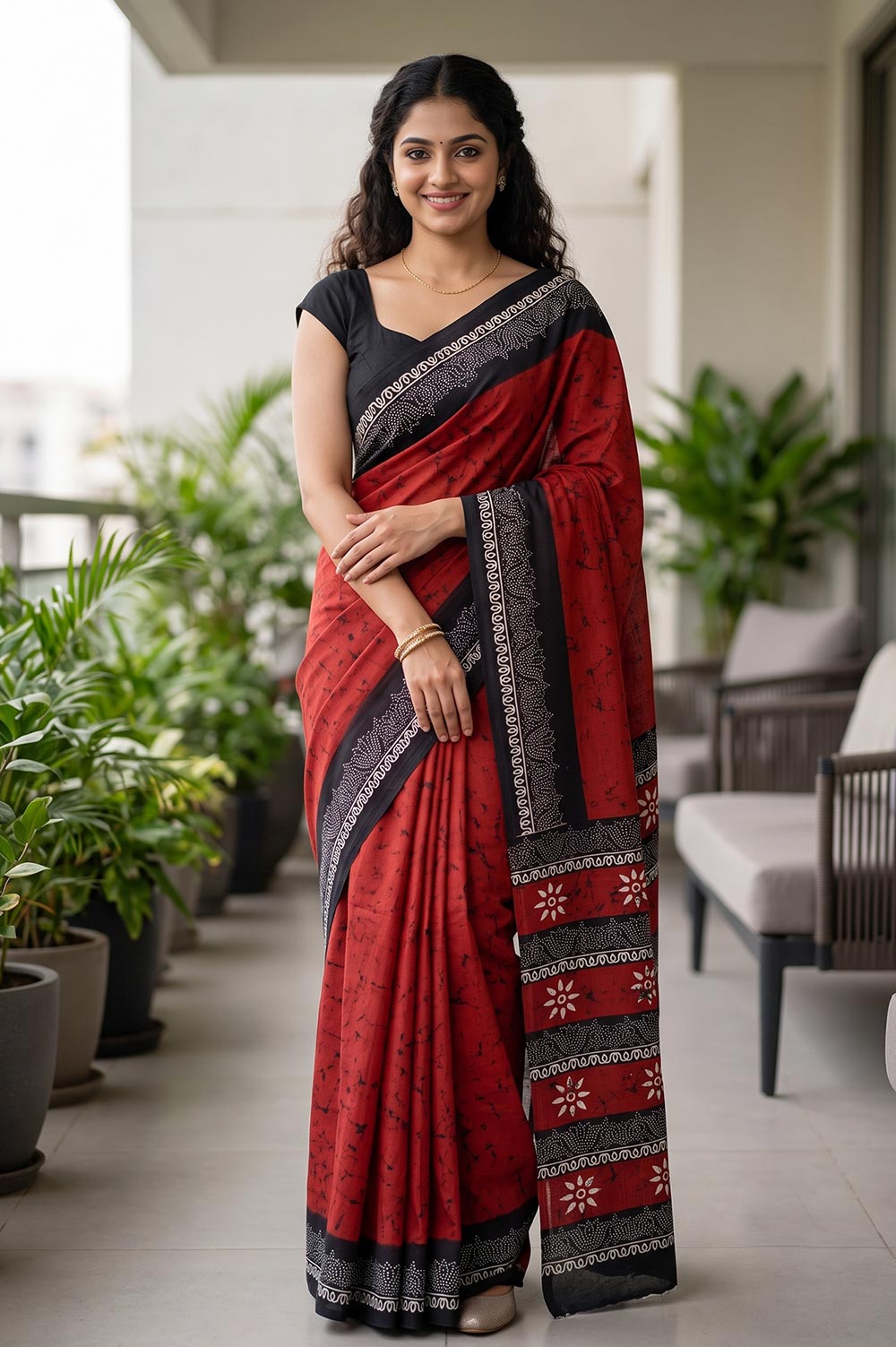 Bagru Hand Block Print Cotton Saree