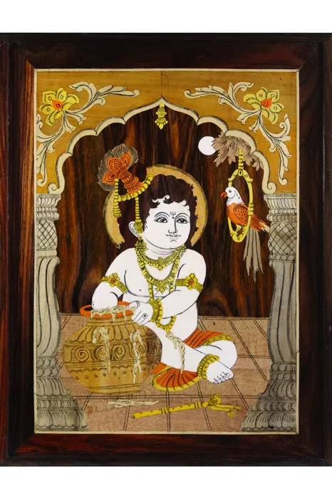 Mysore Rose Wood Inlay - Baby Krishna Theme (19*25) Inches