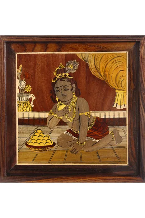 Mysore Rose Wood Inlay - Baby Krishna (13*13) Inches